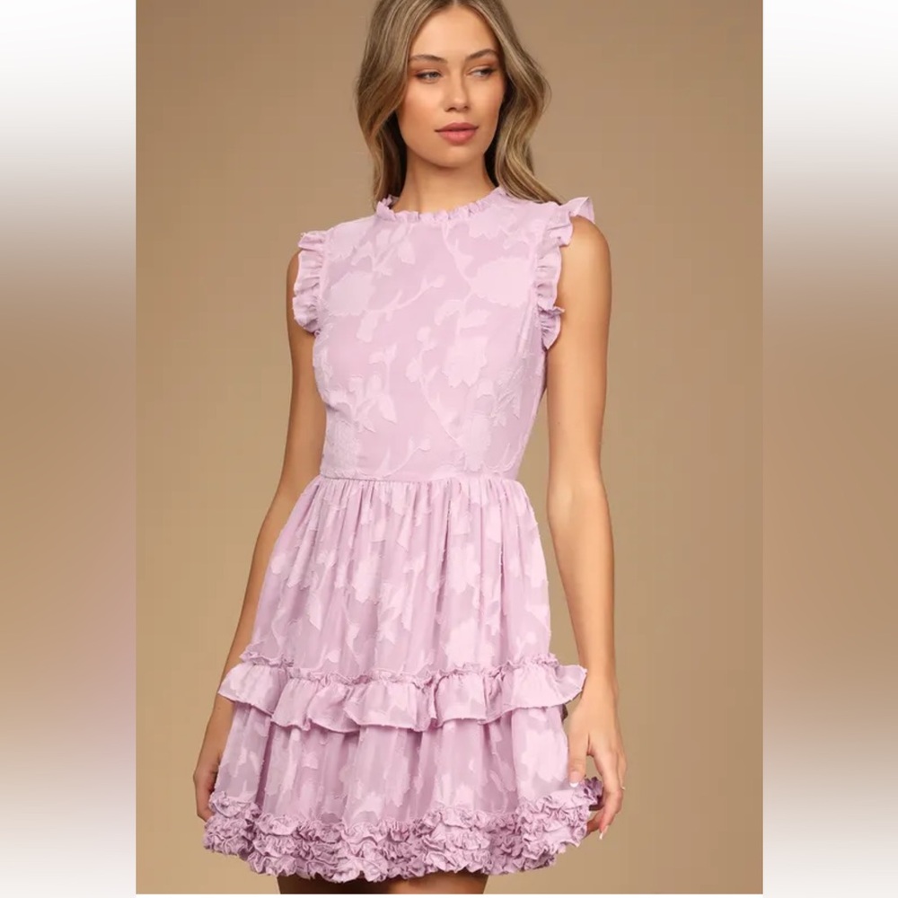 Lulu's Lilac Ruffle Mini Dress - Picture 2 of 10